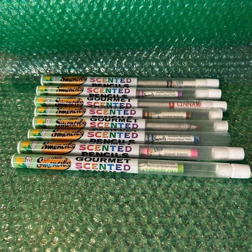RETRO Colored Smencils Gourmet Scented Pencils Eco Newspaper RARE -Lot of 8- Y2K
